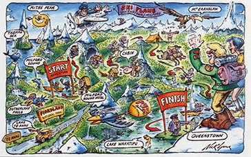 National park New Zealand - cartoon map